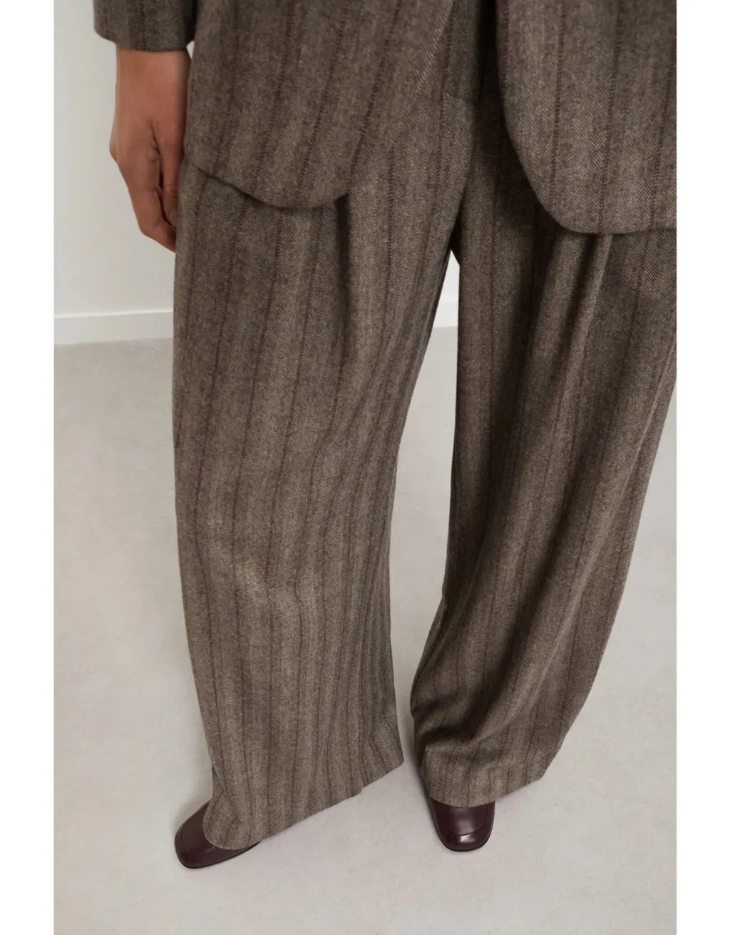 Pinstripe Wide-Leg Pants
