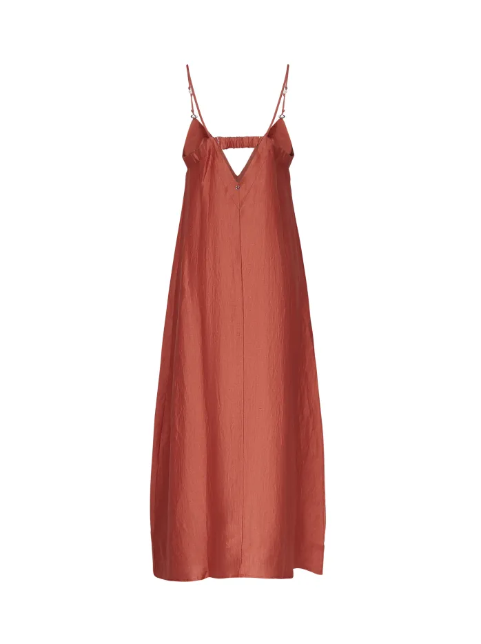 Long Dress In Satin Linen