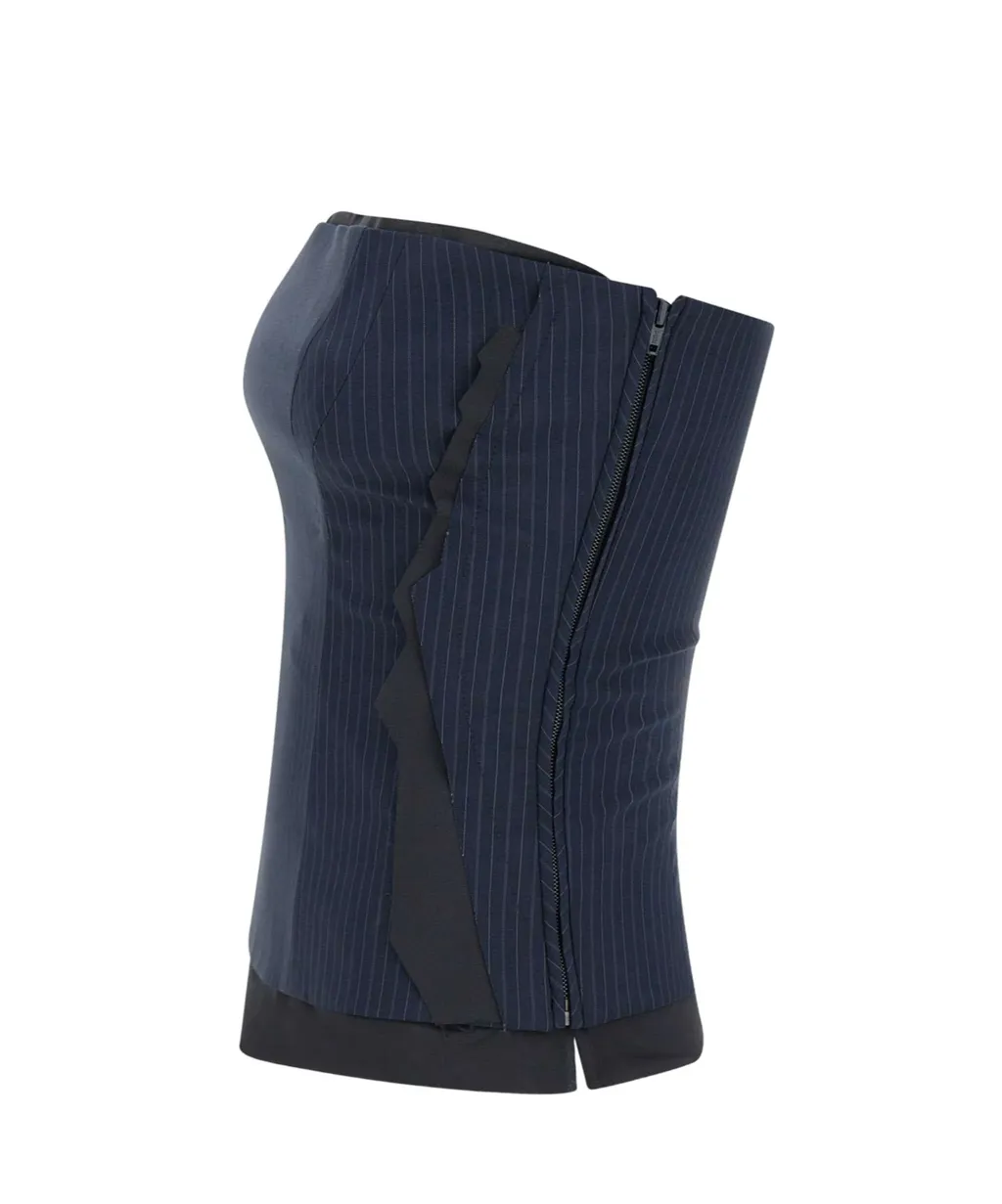 Strapless Pinstripe Bustier Top