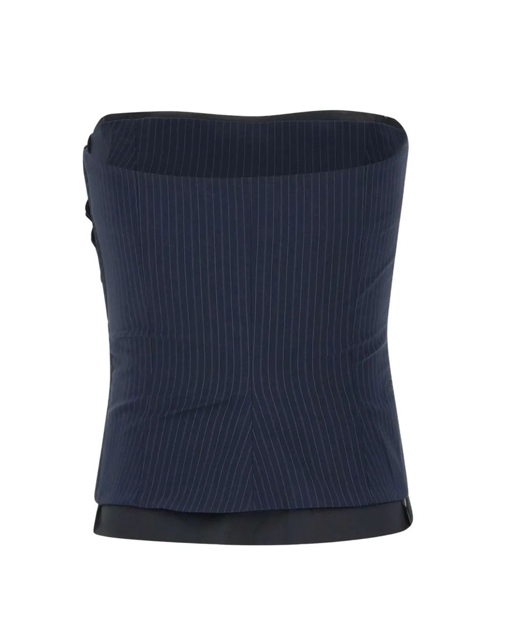 Strapless Pinstripe Bustier Top