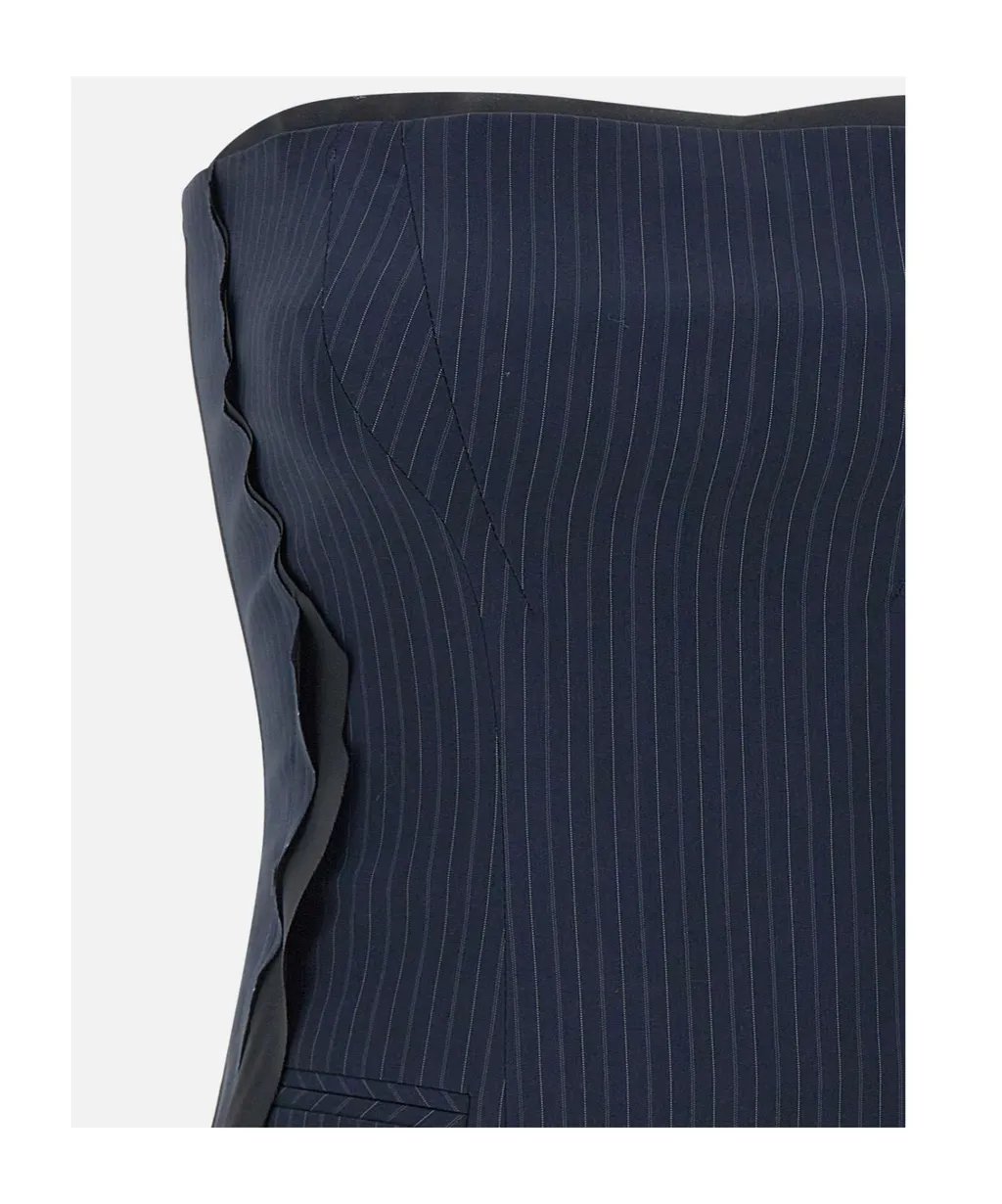 Strapless Pinstripe Bustier Top