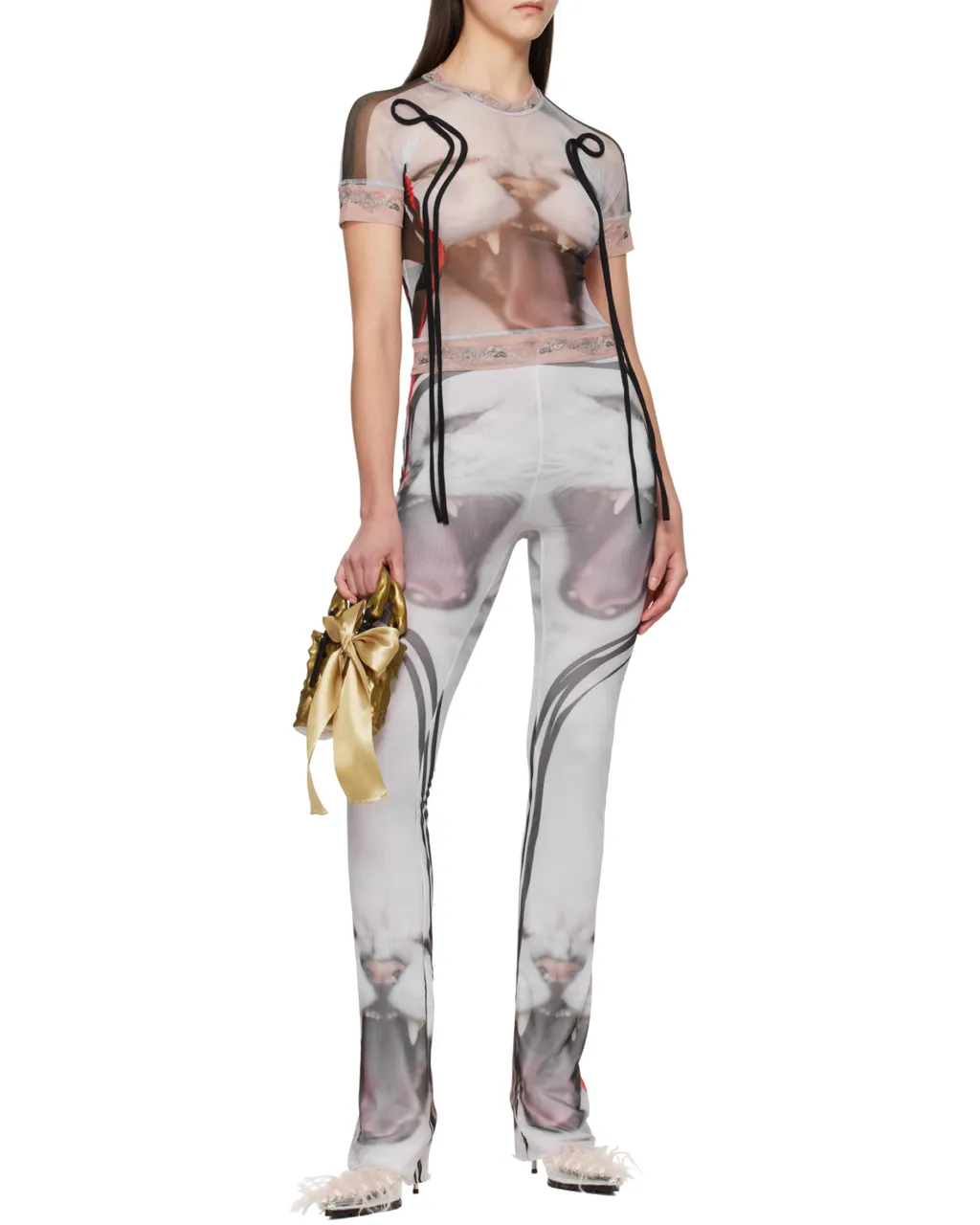 Printed Mesh Pants
