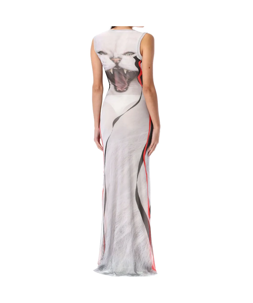 Mesh Graphic Maxi Dress