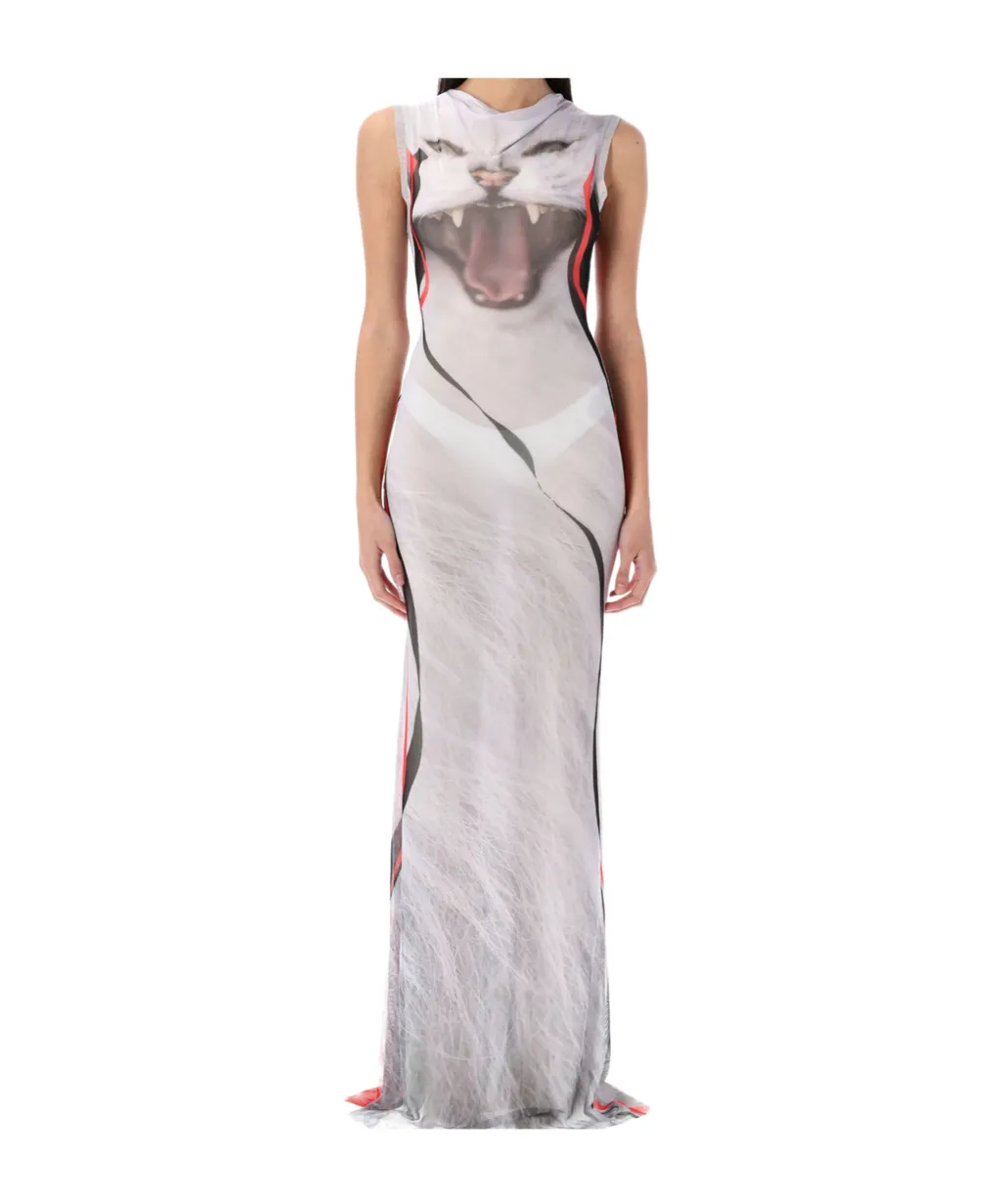 Mesh Graphic Maxi Dress