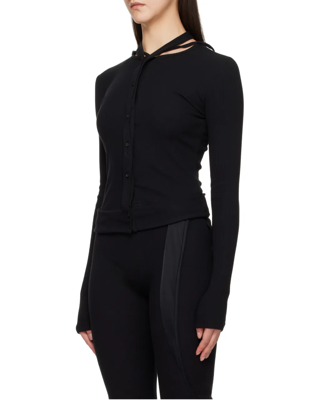 Long-Sleeved Ribbed Cardigan