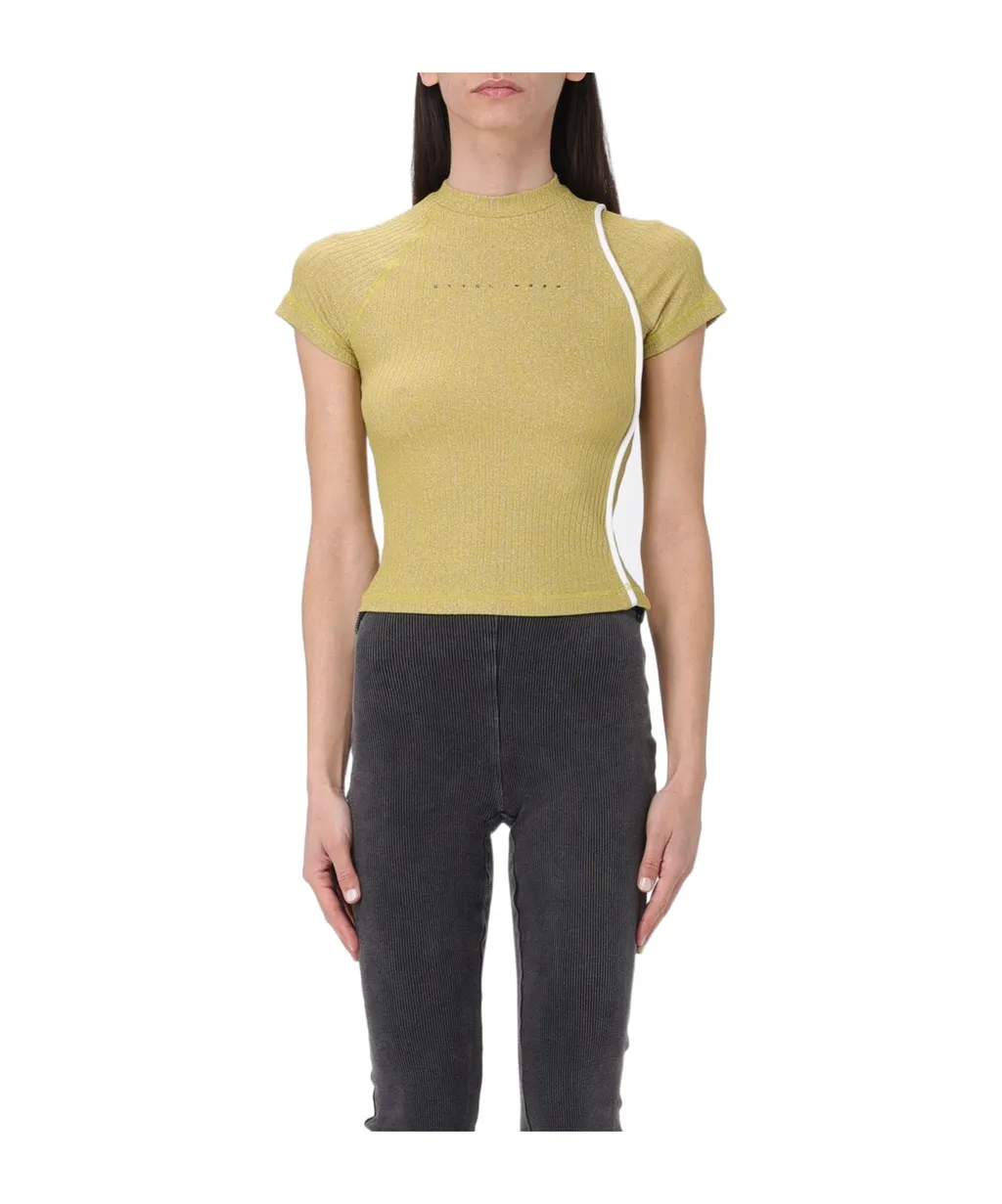 Logo-Printed Lurex-Detailed Ribbed-Knit Top