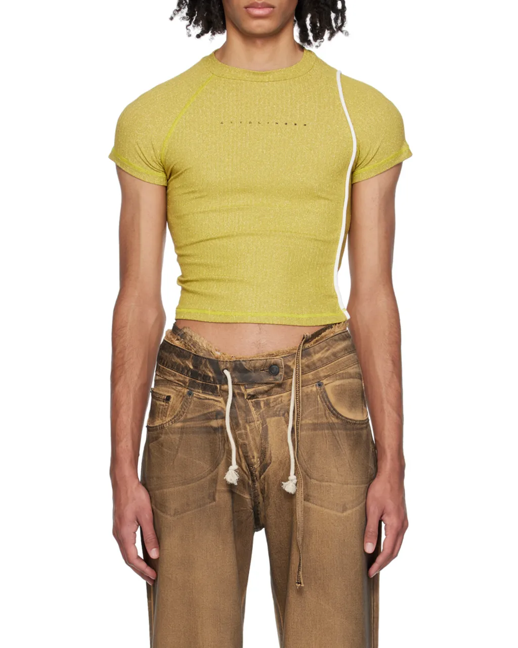 Logo-Printed Lurex-Detailed Ribbed-Knit Top