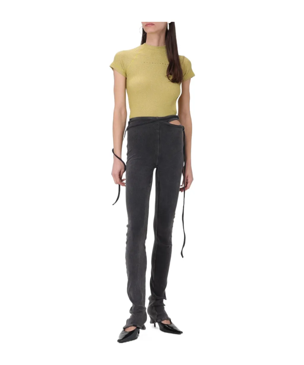 Logo-Printed Lurex-Detailed Ribbed-Knit Top