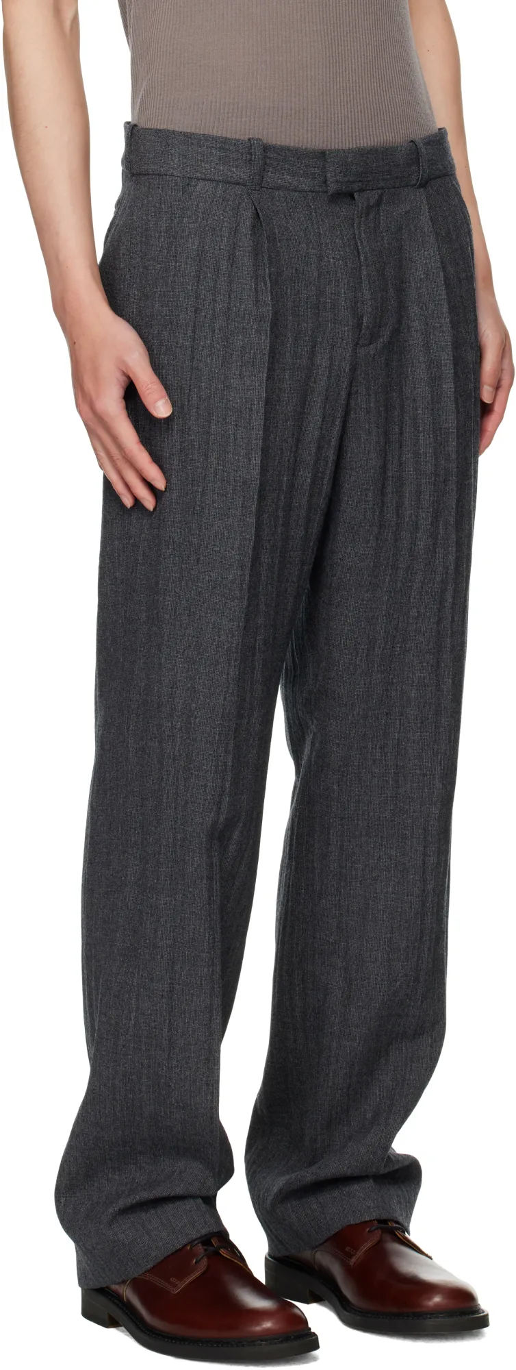 Textured Straight-Leg Trousers