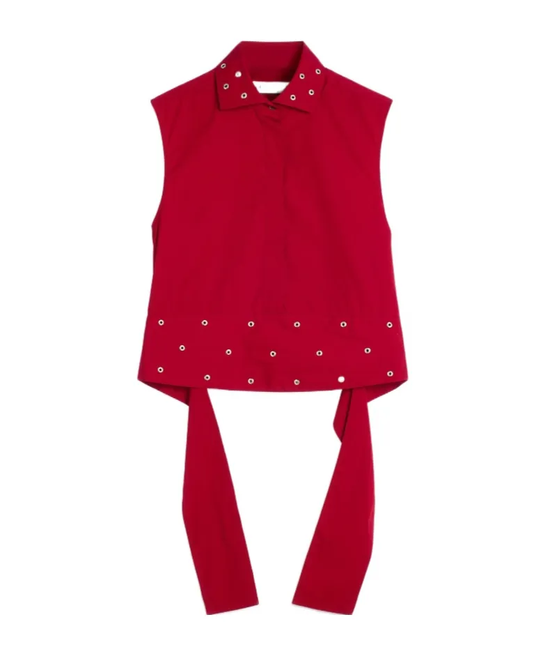 Eyelet Tie Top Blouse