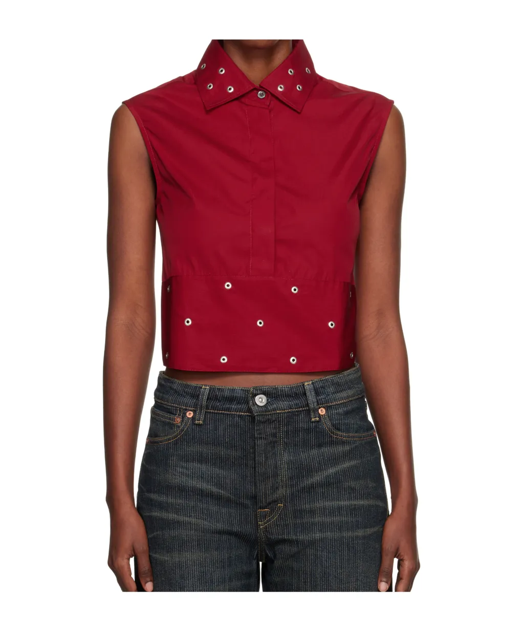 Eyelet Tie Top Blouse