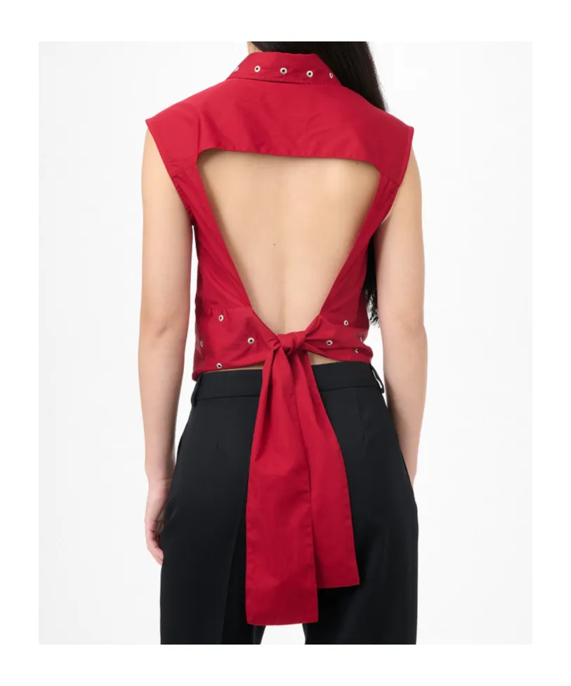 Eyelet Tie Top Blouse