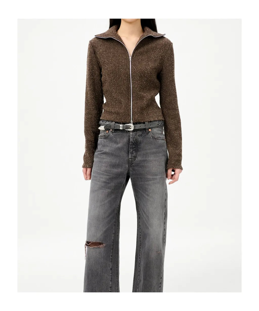 Slim Zip Long-Sleeved Cardigan