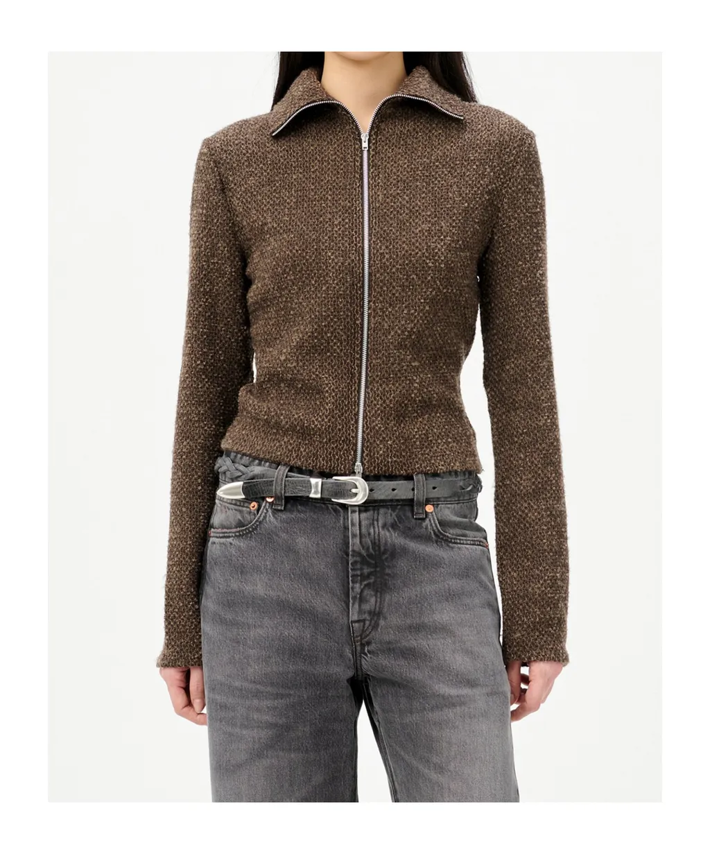 Slim Zip Long-Sleeved Cardigan