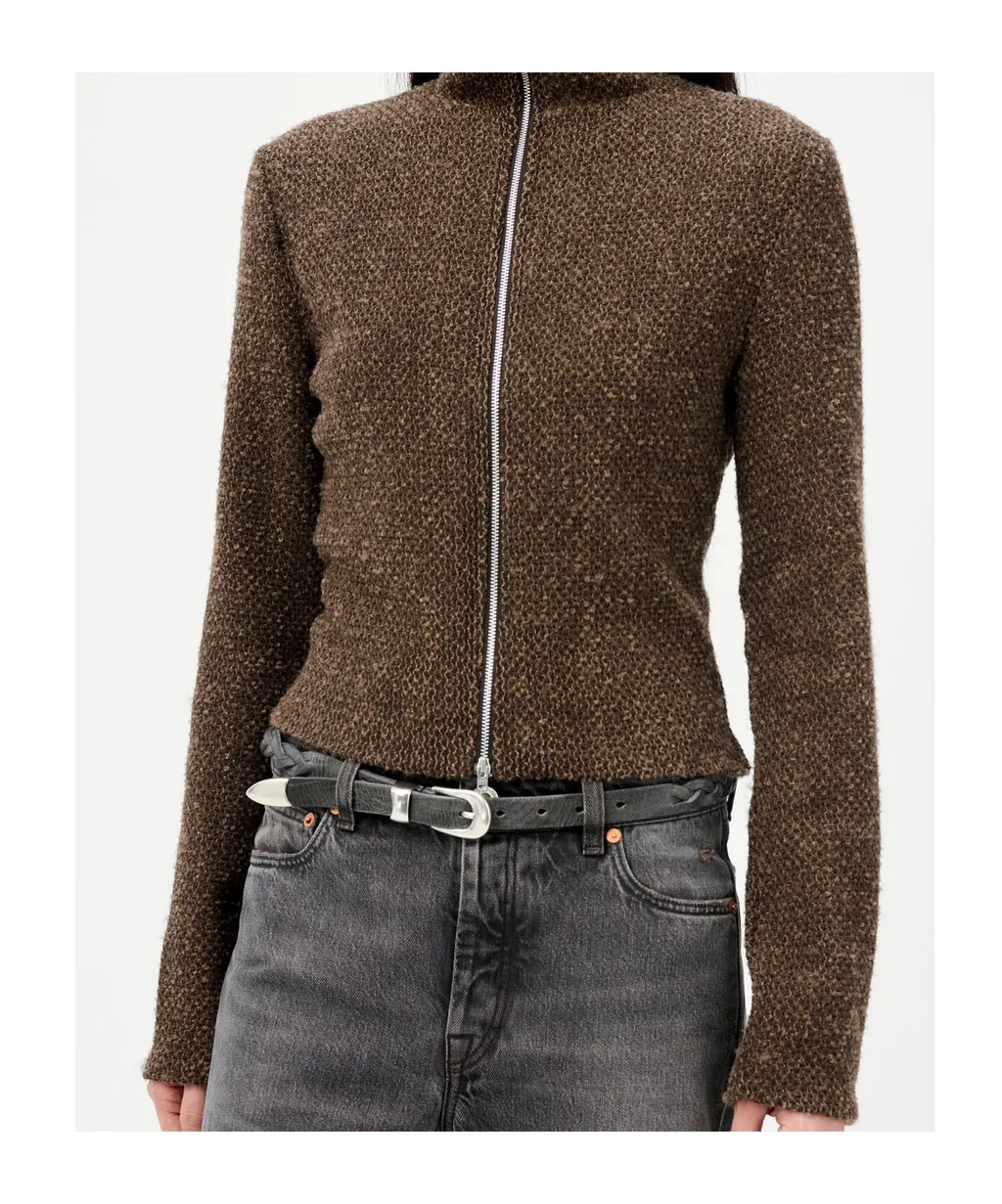 Slim Zip Long-Sleeved Cardigan