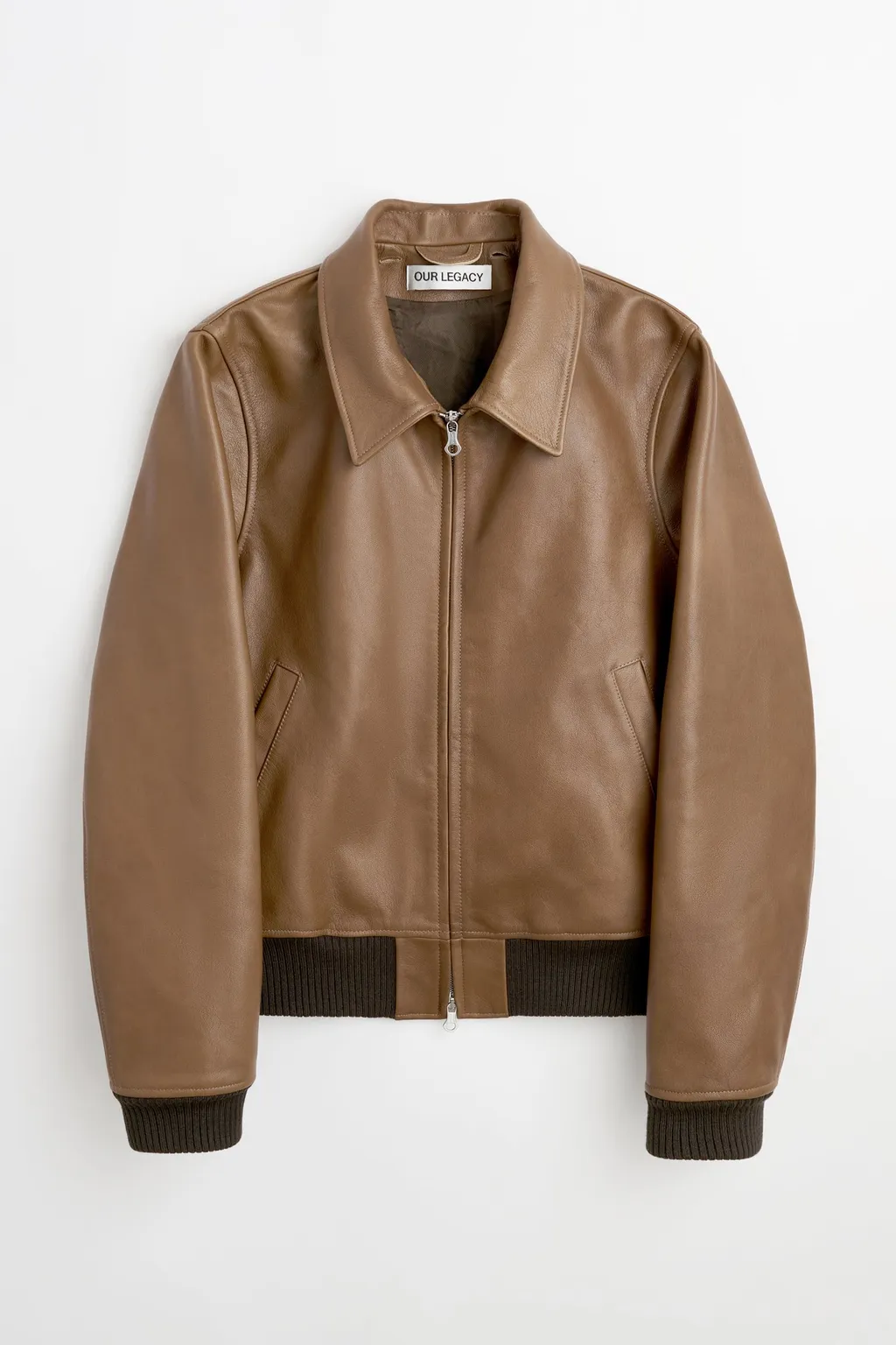 Long-Sleeved Leather Jacket