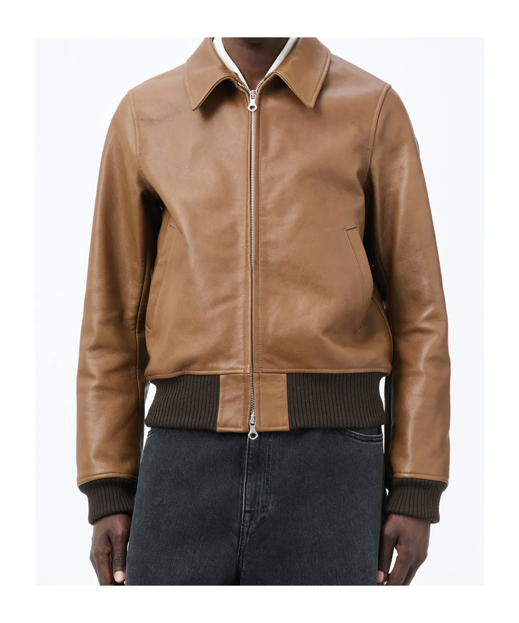Long-Sleeved Leather Jacket