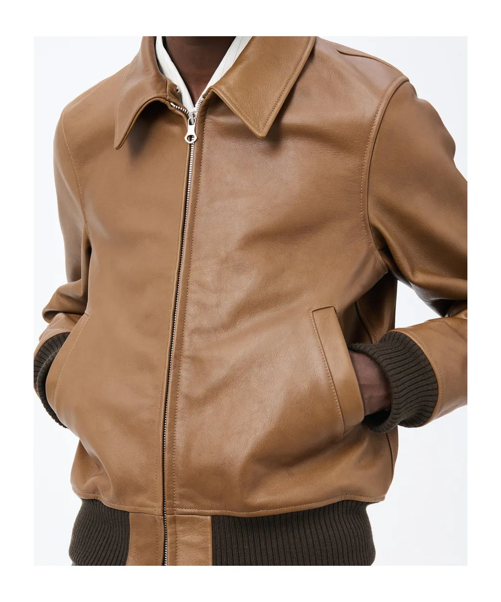 Long-Sleeved Leather Jacket