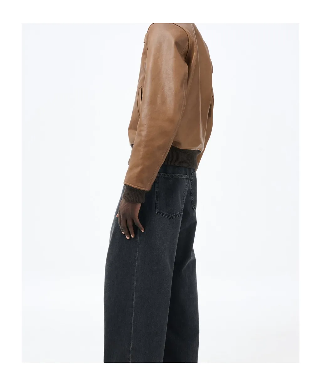 Long-Sleeved Leather Jacket