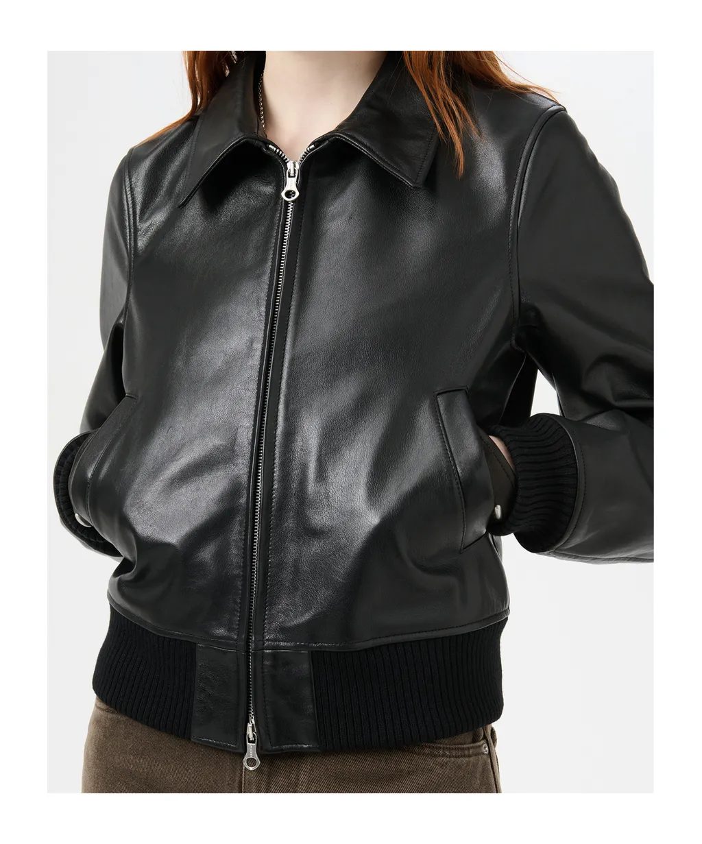 Radar Bomber Leather Jacket