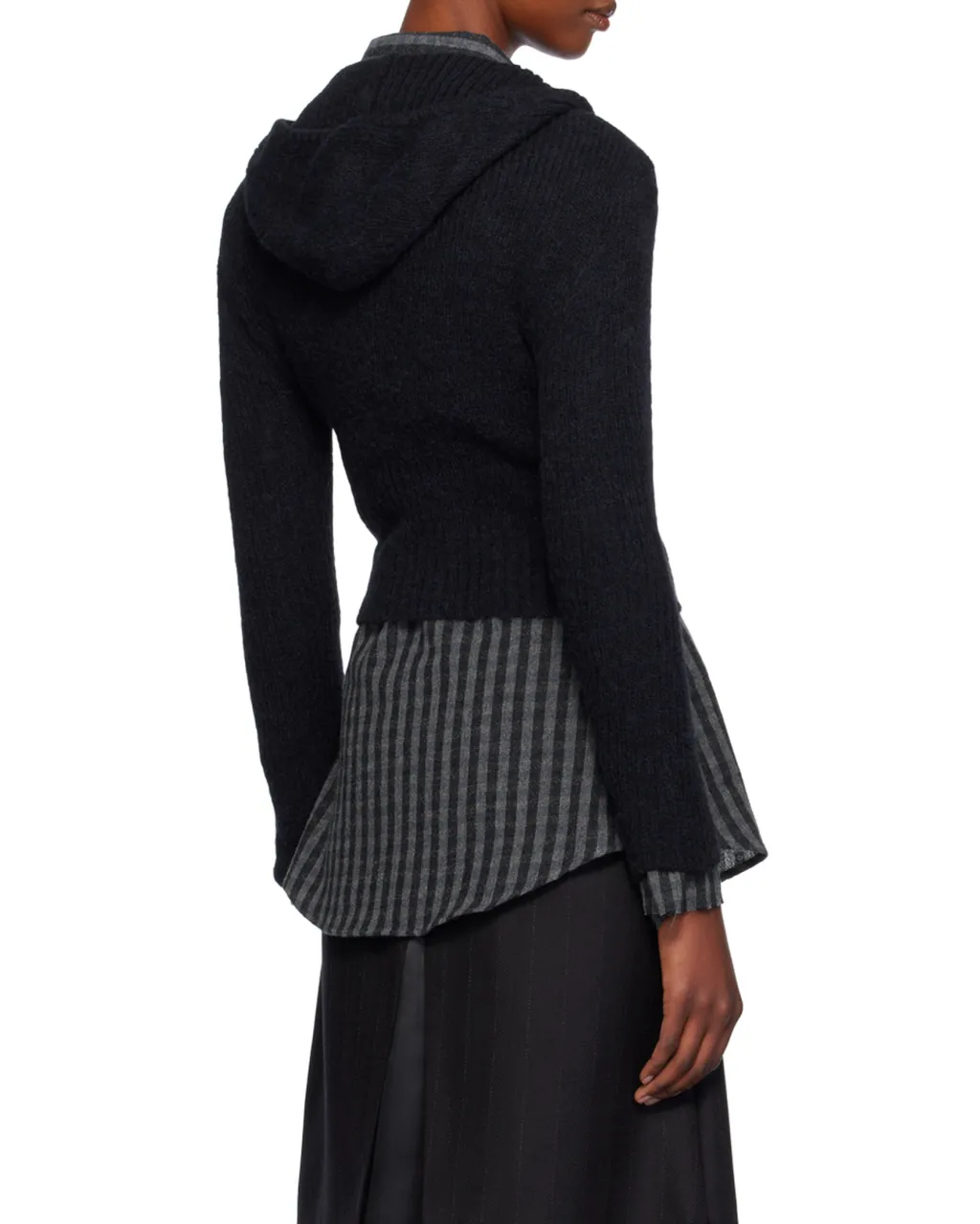 Compact Hood Knitted Zip-Up Cardigan