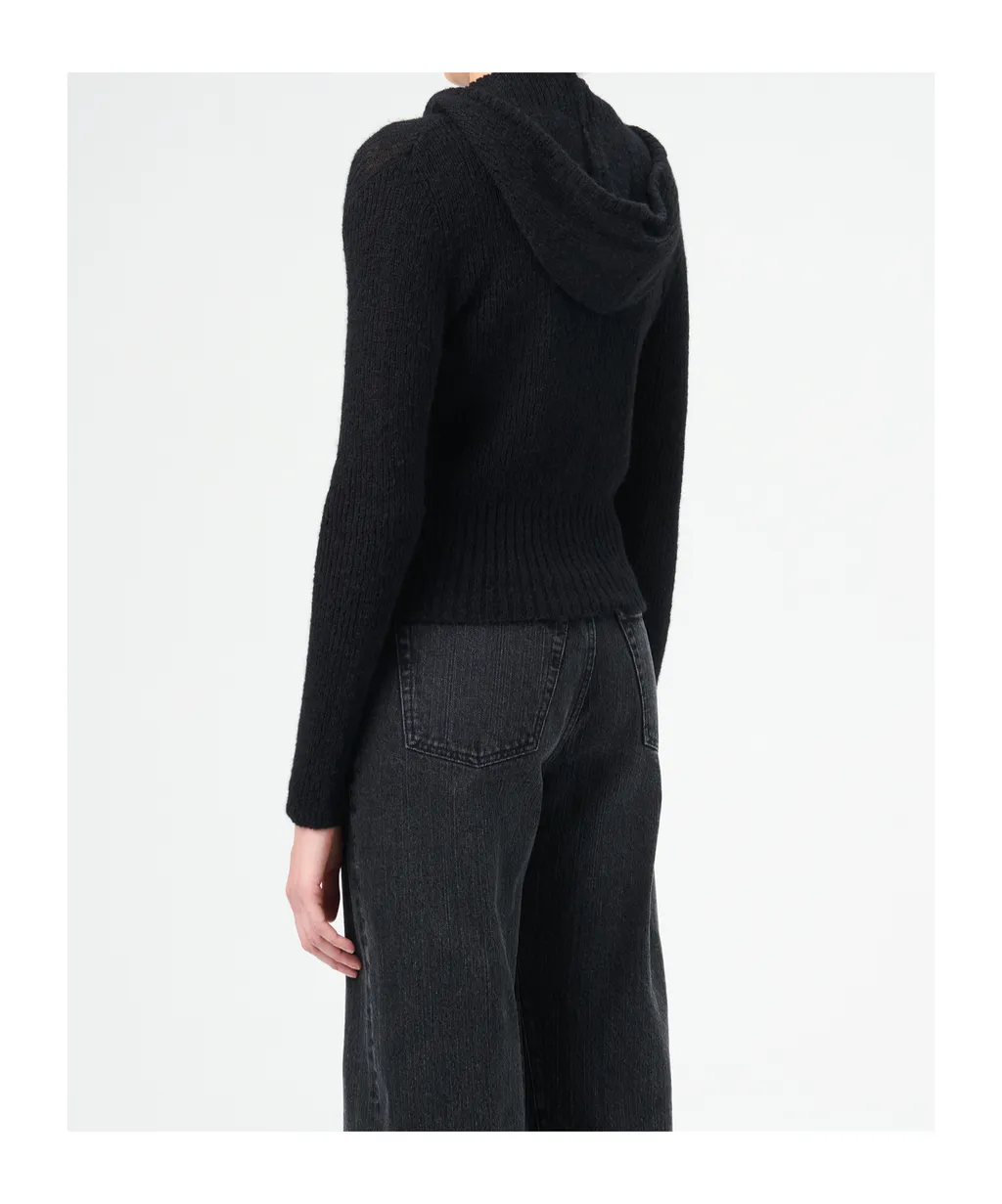 Compact Hood Knitted Zip-Up Cardigan