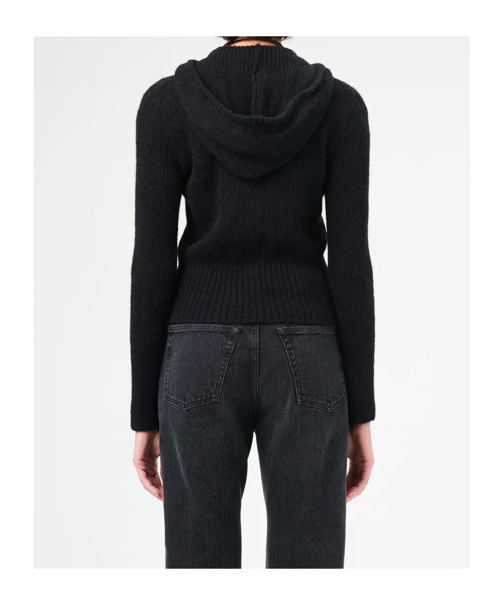 Compact Hood Knitted Zip-Up Cardigan