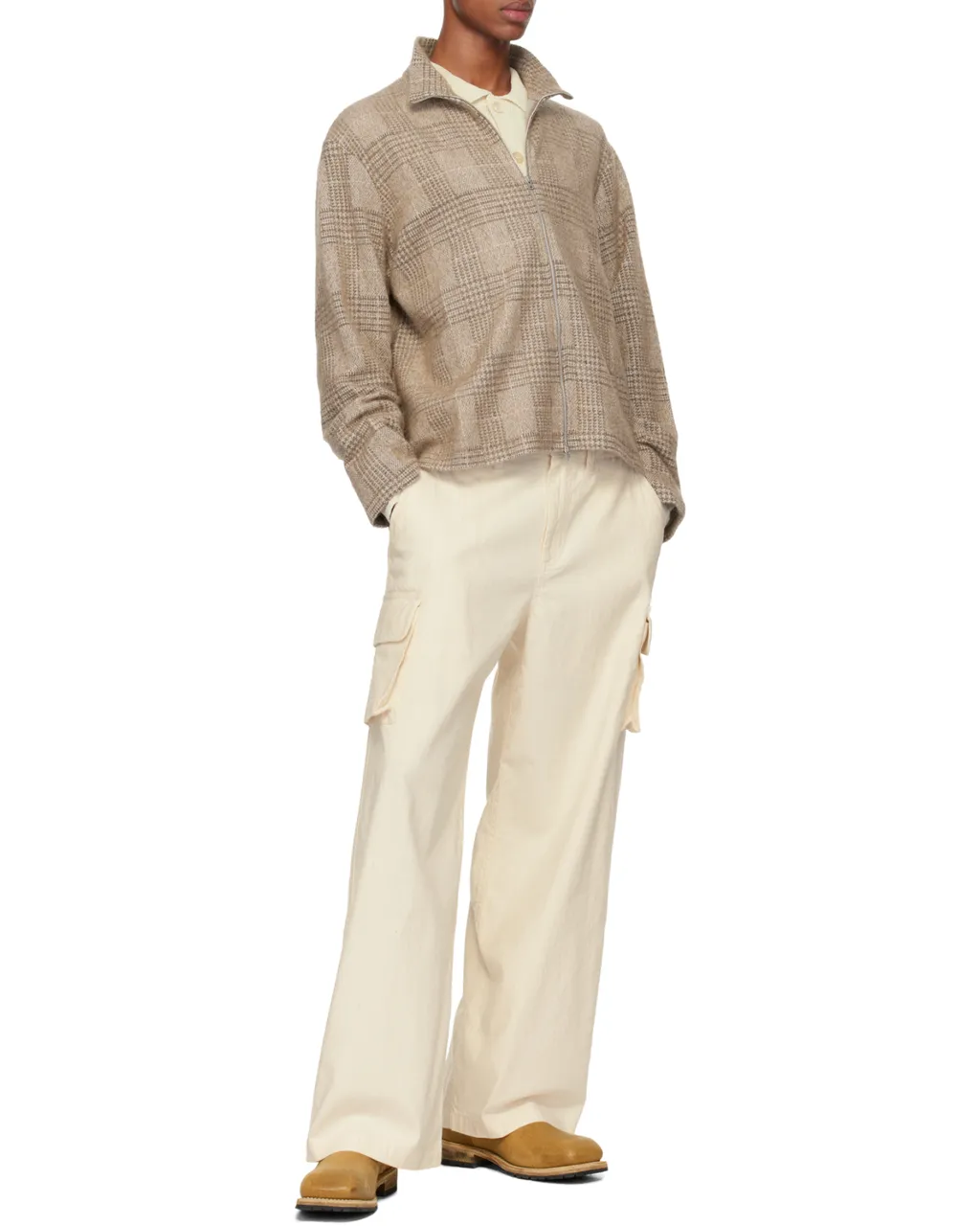 Shrunken Checked Fullzip Cardigan