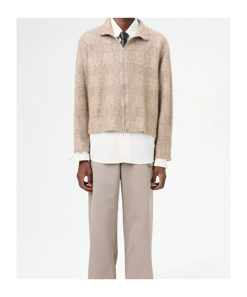 Shrunken Checked Fullzip Cardigan