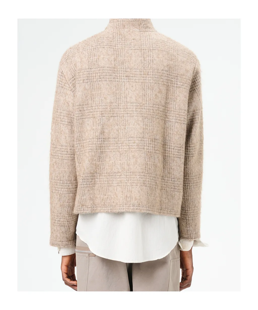 Shrunken Checked Fullzip Cardigan