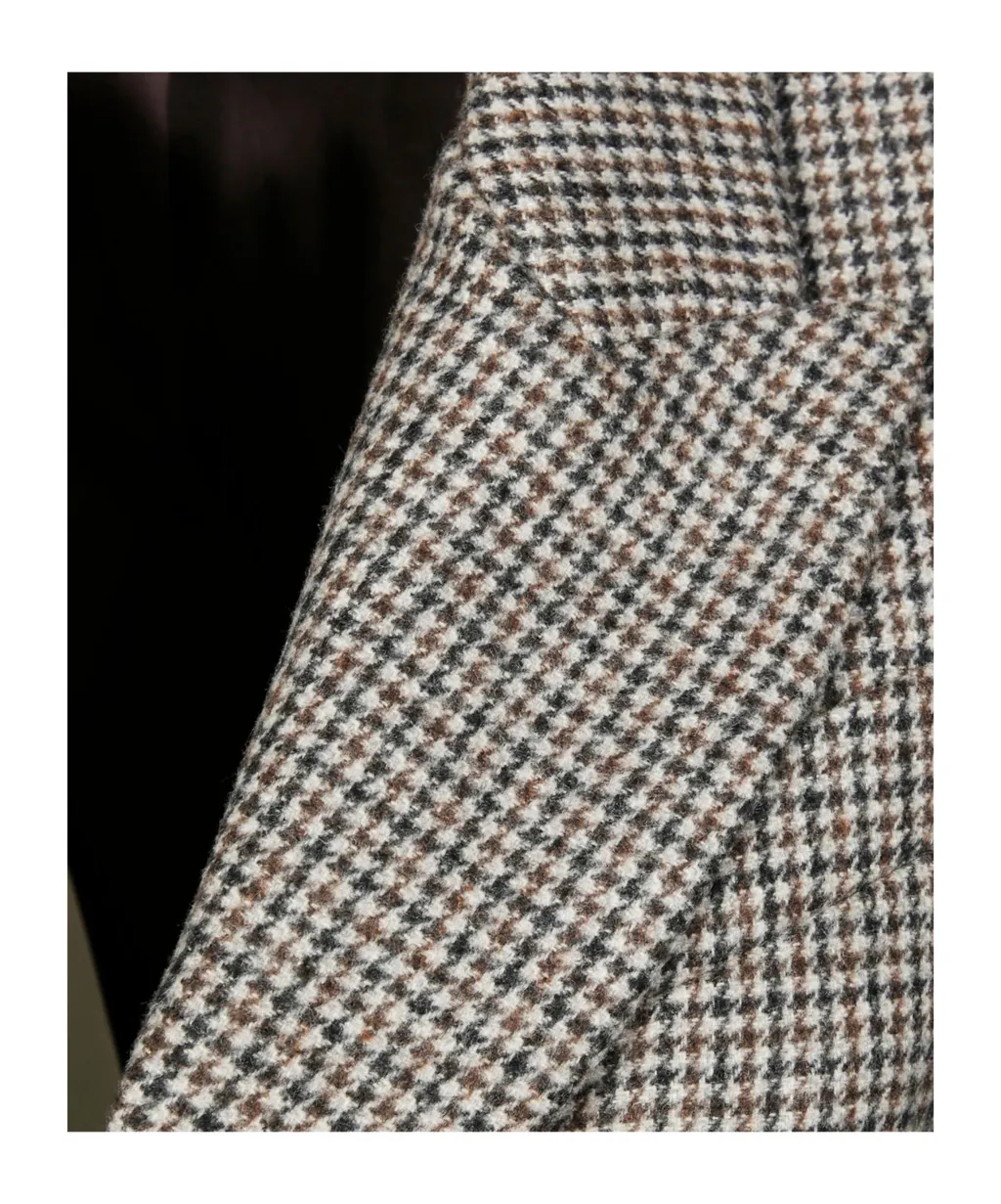 Check-Pattern Double-Breasted Blazer