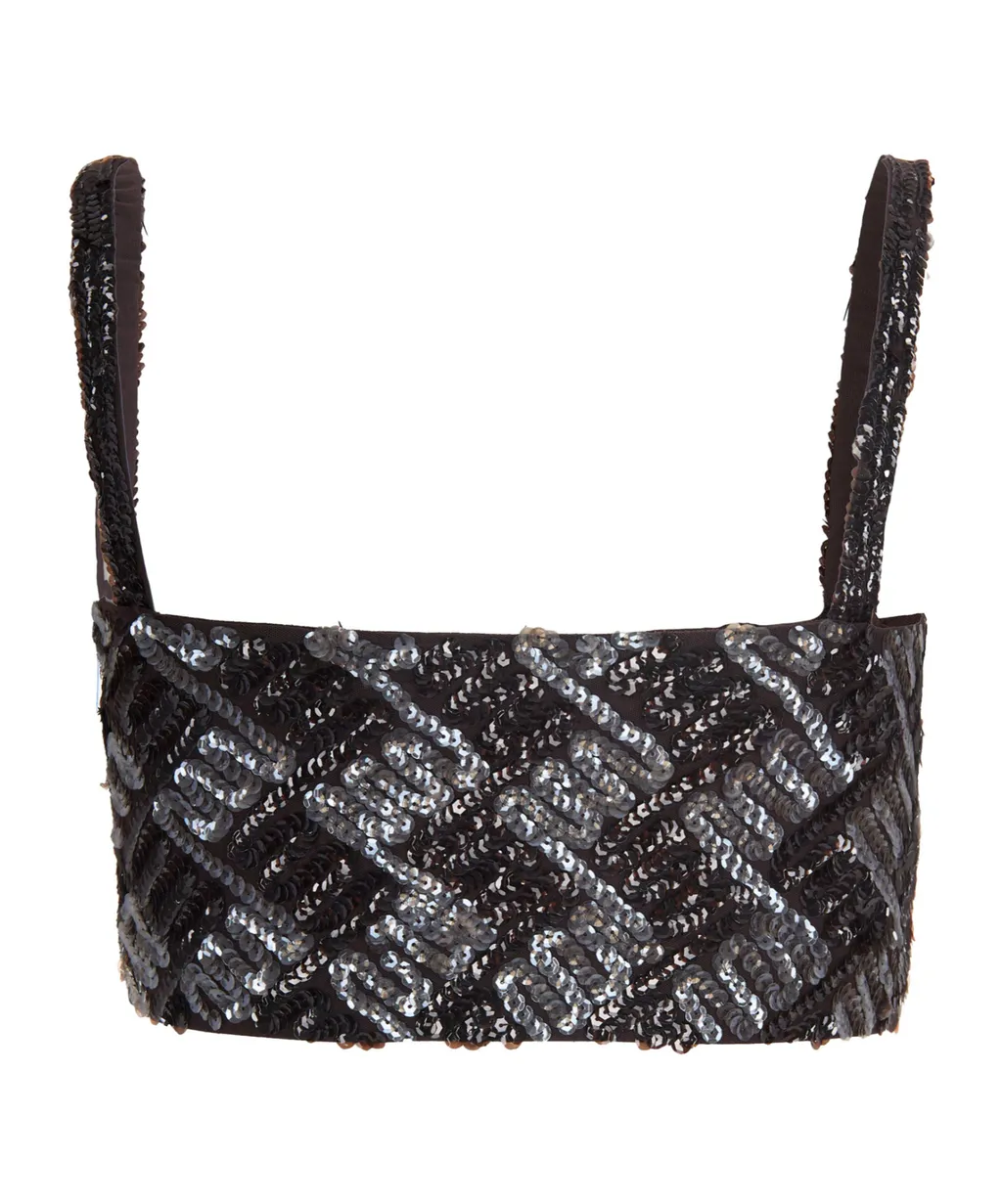 Short Suspenders Sequin Top