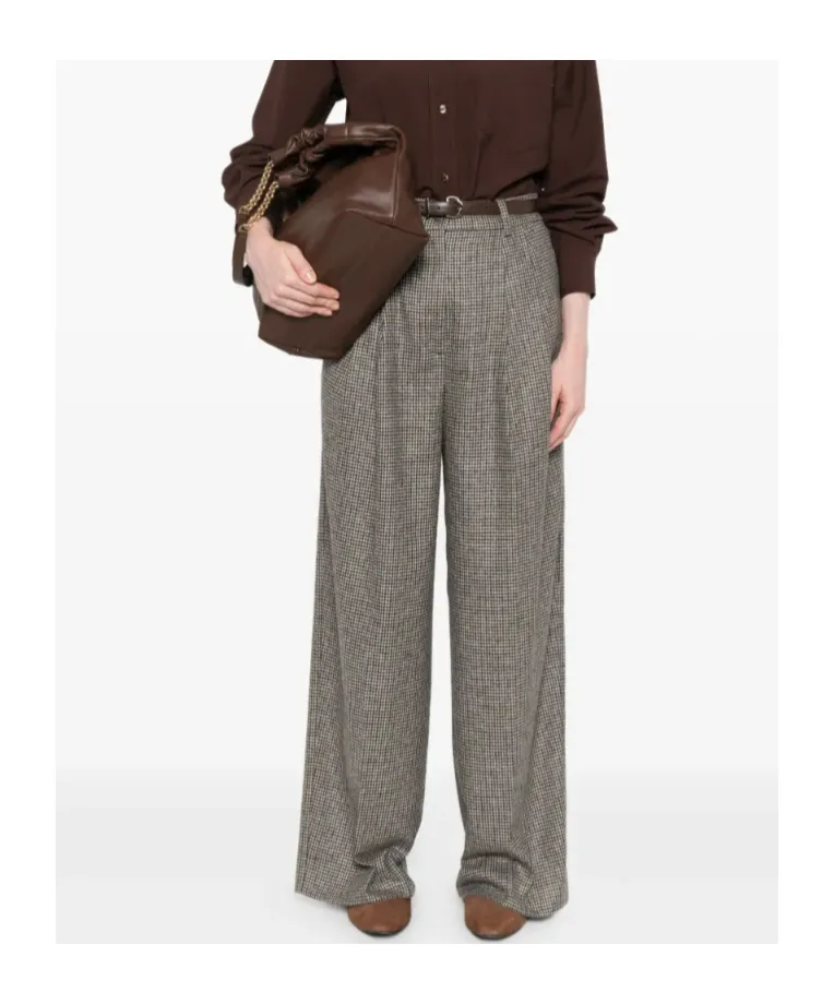 Houndstooth Wide-Leg Trousers