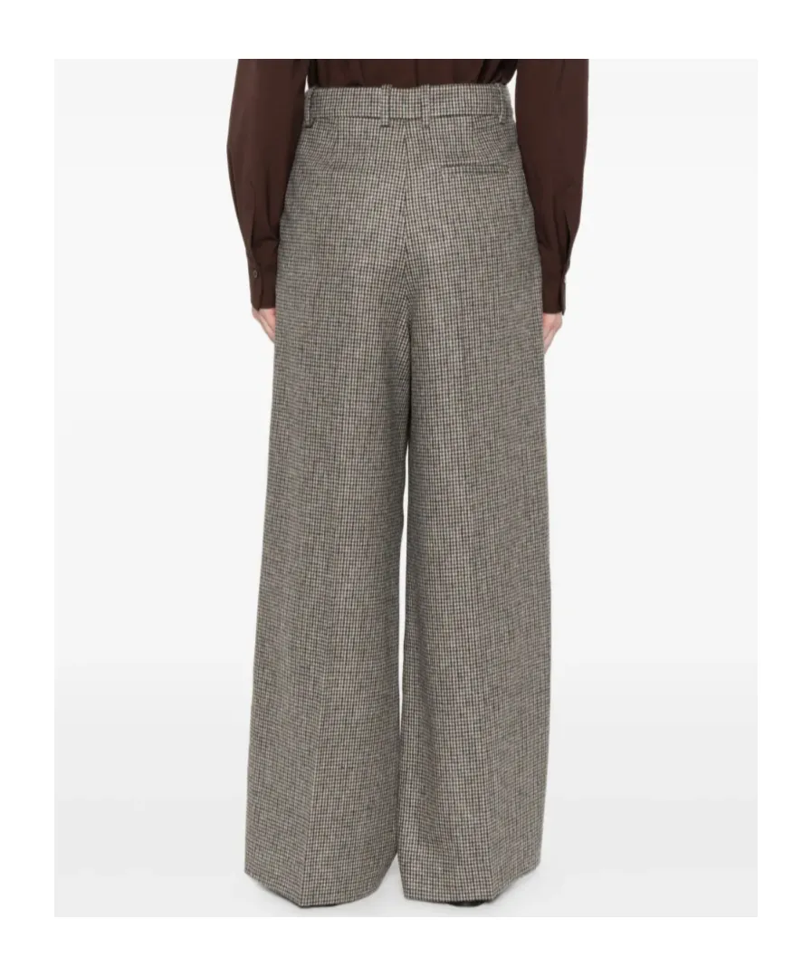 Houndstooth Wide-Leg Trousers