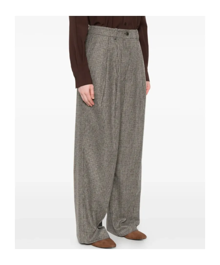 Houndstooth Wide-Leg Trousers