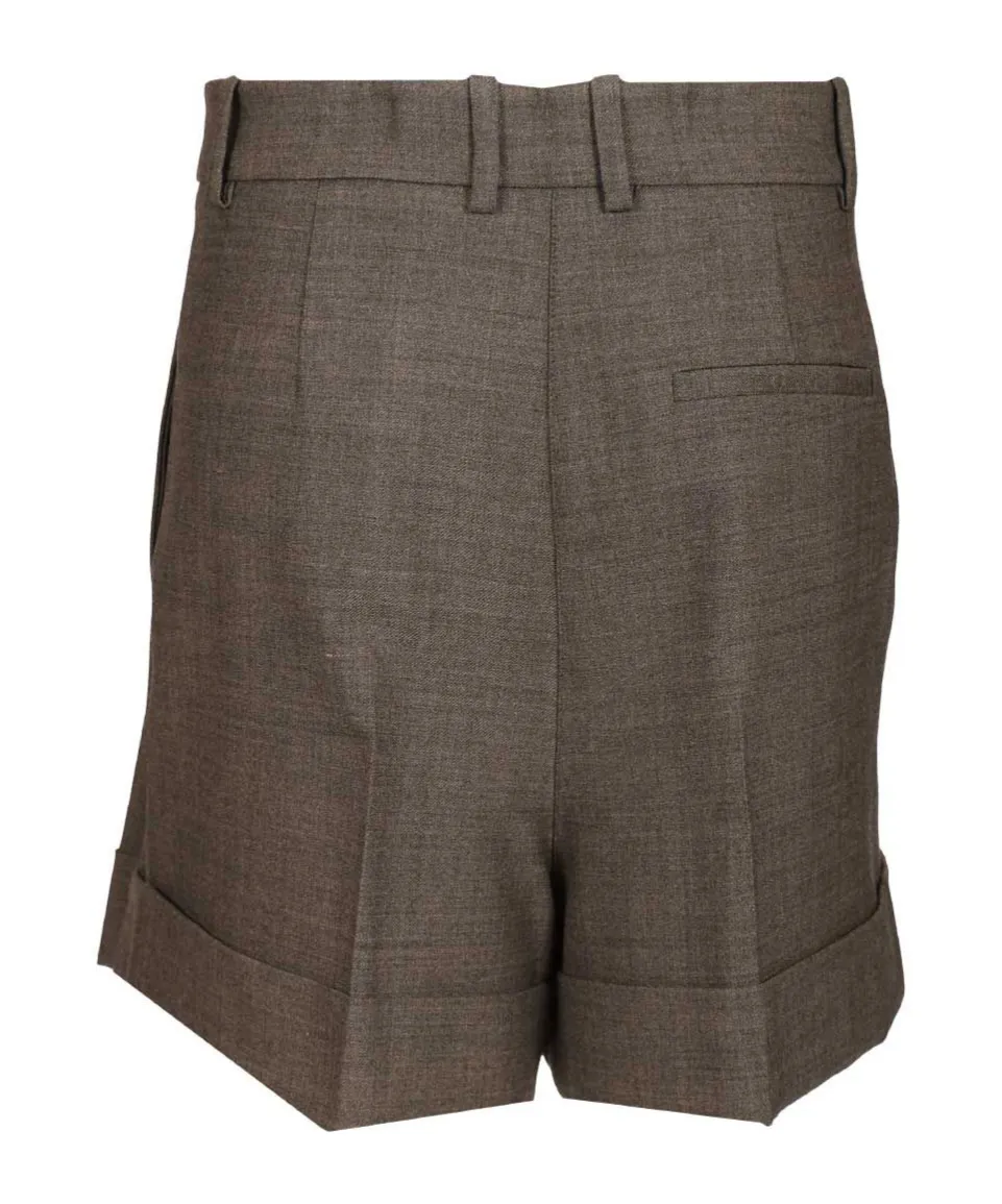 Wool Blend Pleated Shorts