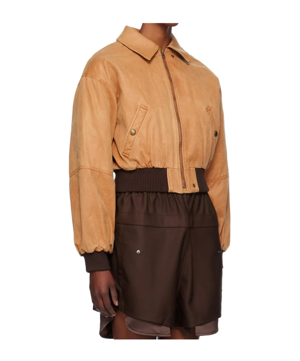 Paper Like Crop Bomber Jacket
