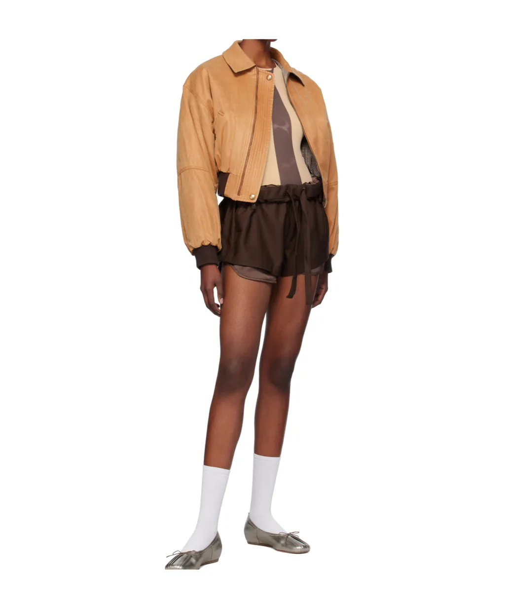 Paper Like Crop Bomber Jacket