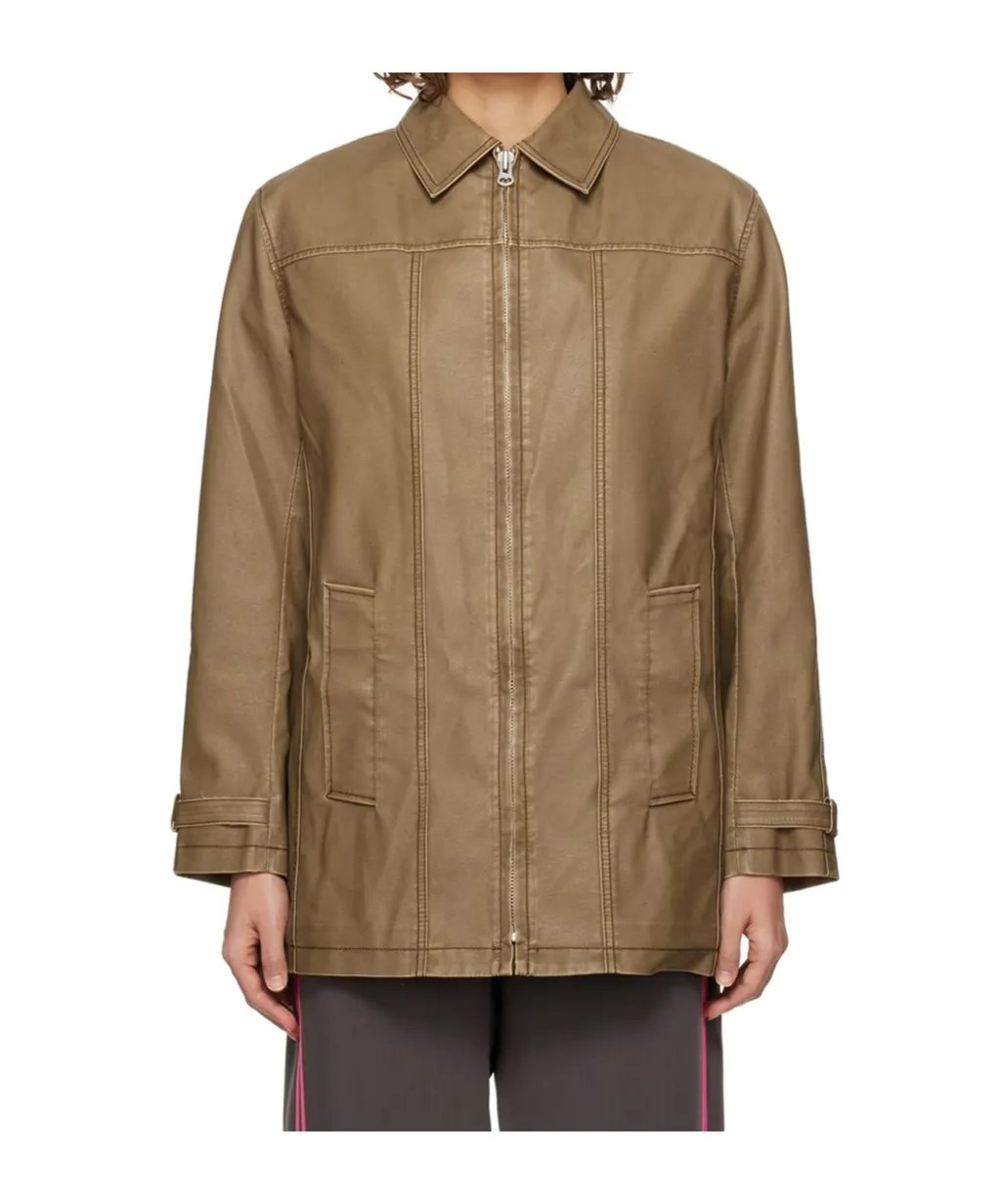 Printed Synthetic Leather Jacket
