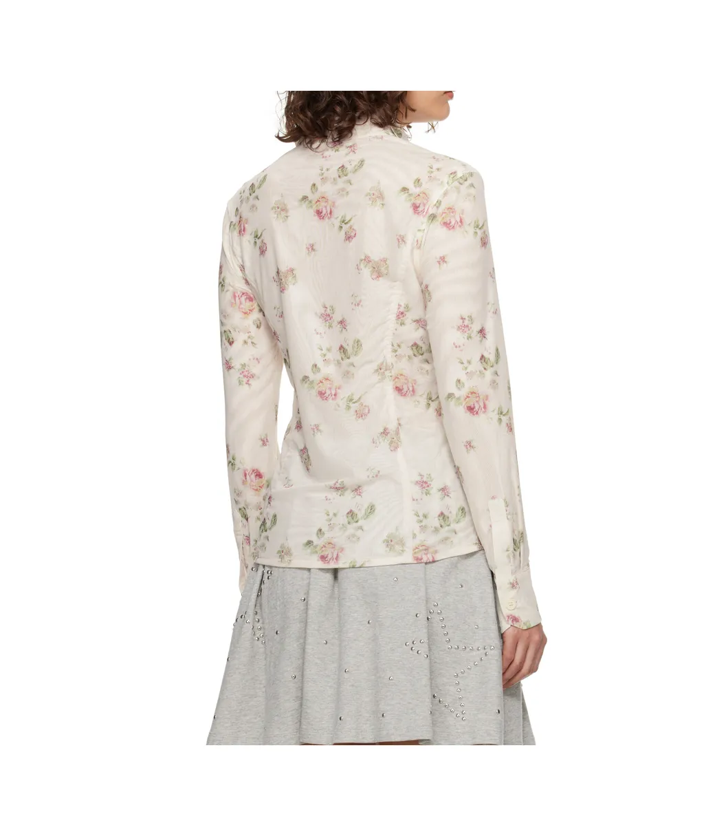 Double-Layered Mesh Print Shirt