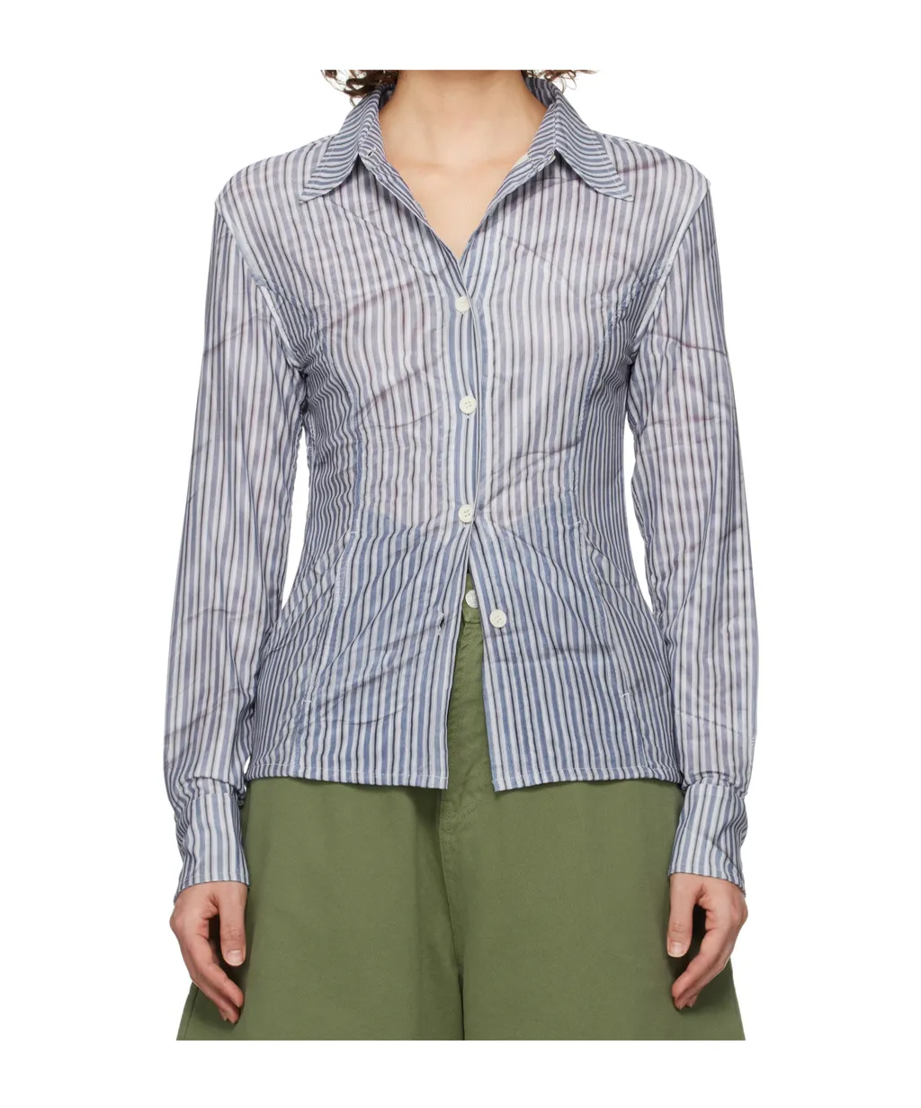Double-Layered Mesh Print Shirt