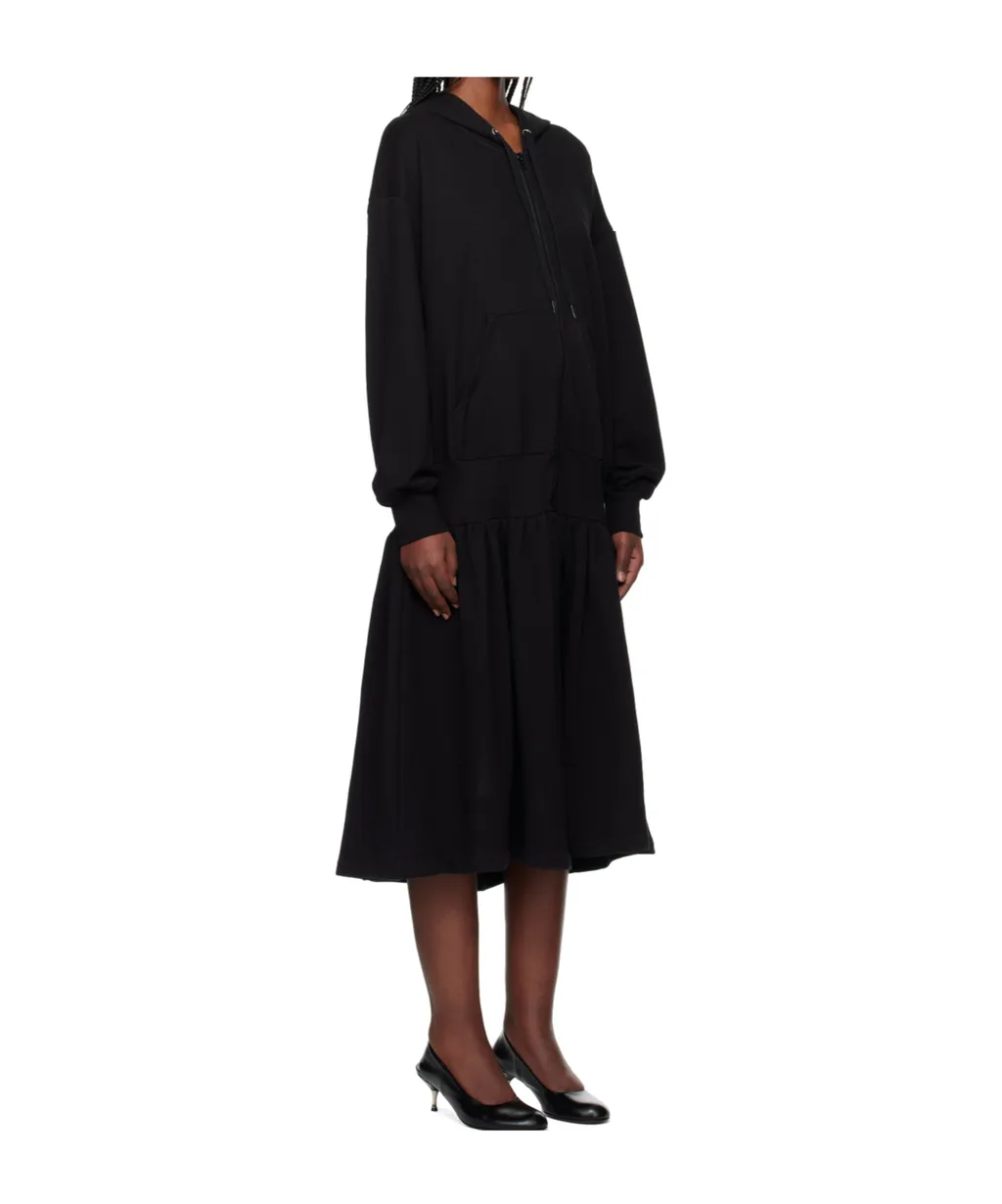 Jersey Pleated Hooded Midi Dress
