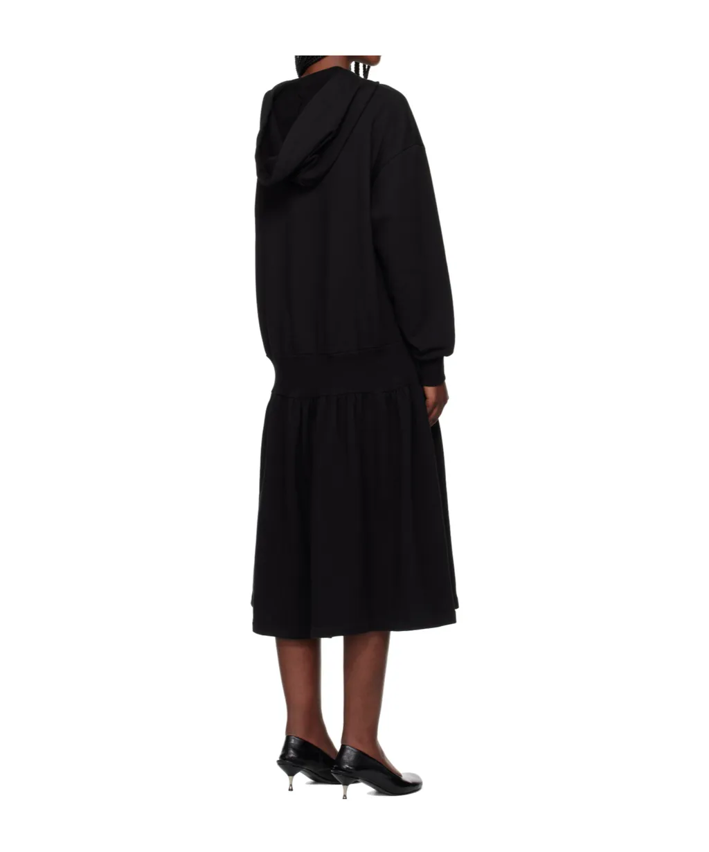 Jersey Pleated Hooded Midi Dress