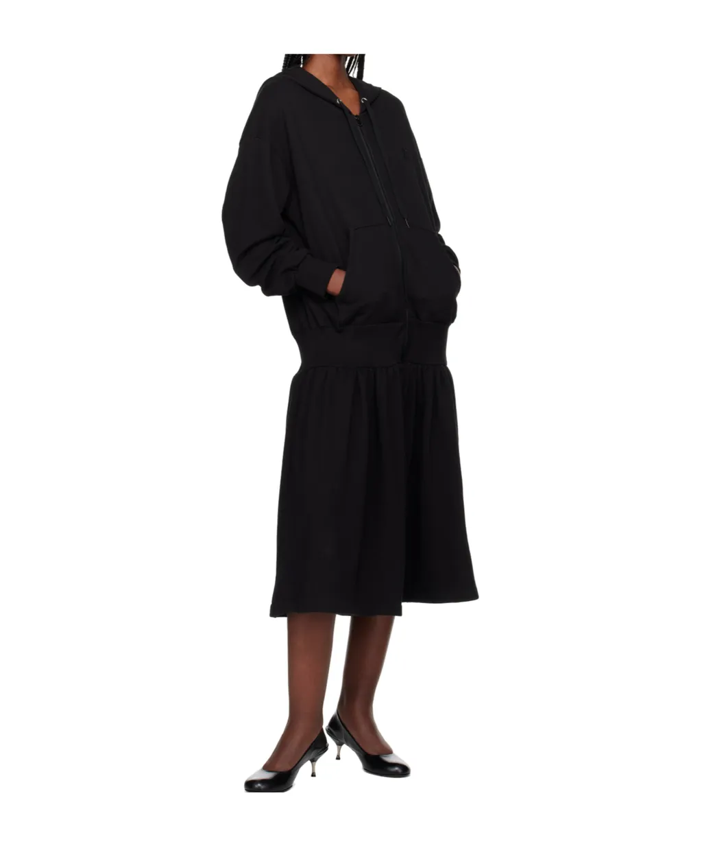 Jersey Pleated Hooded Midi Dress