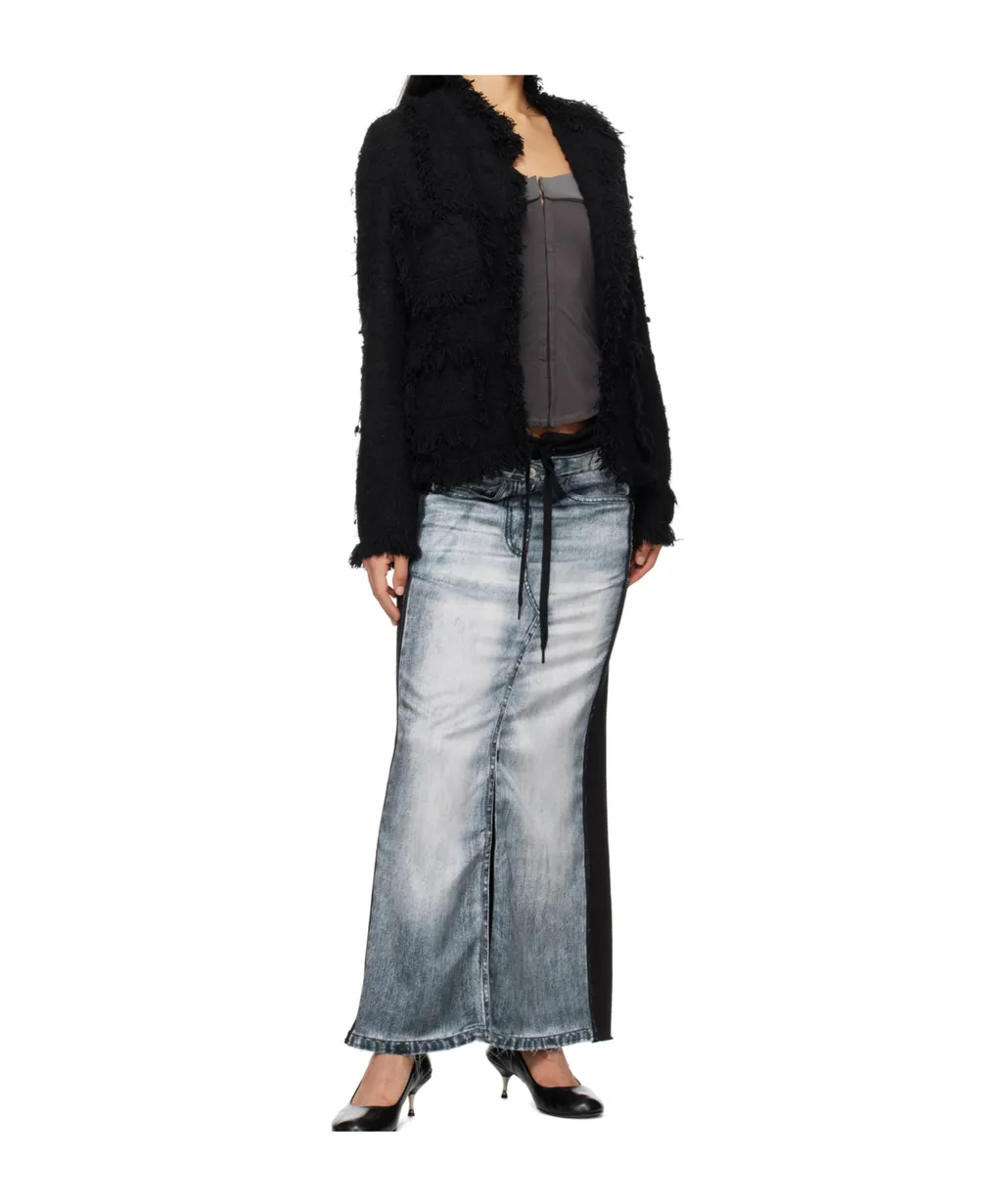 Front Jean Effect Jersey Skirt