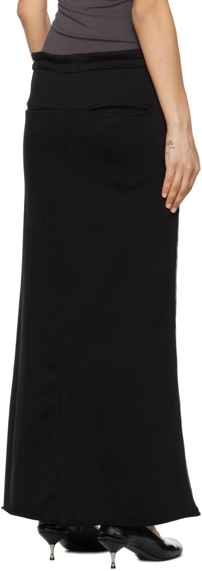 Front Jean Effect Jersey Skirt