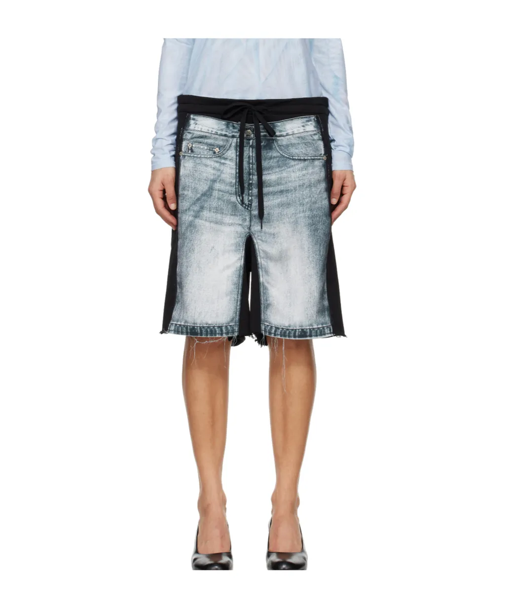 Denim-Effect Jersey Shorts