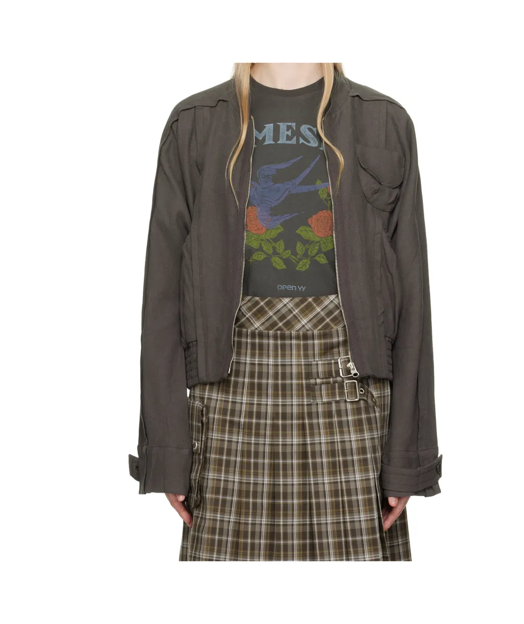 Linen Paneled Bomber Jacket