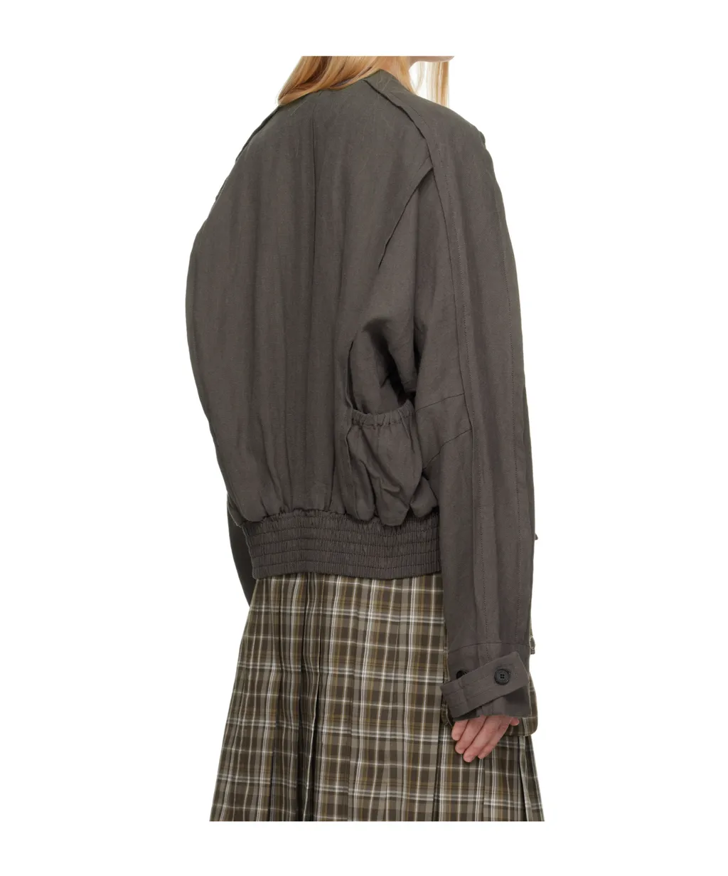 Linen Paneled Bomber Jacket