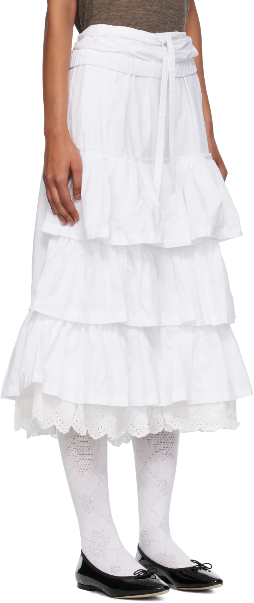 Rolled Waist Tiered Skirt